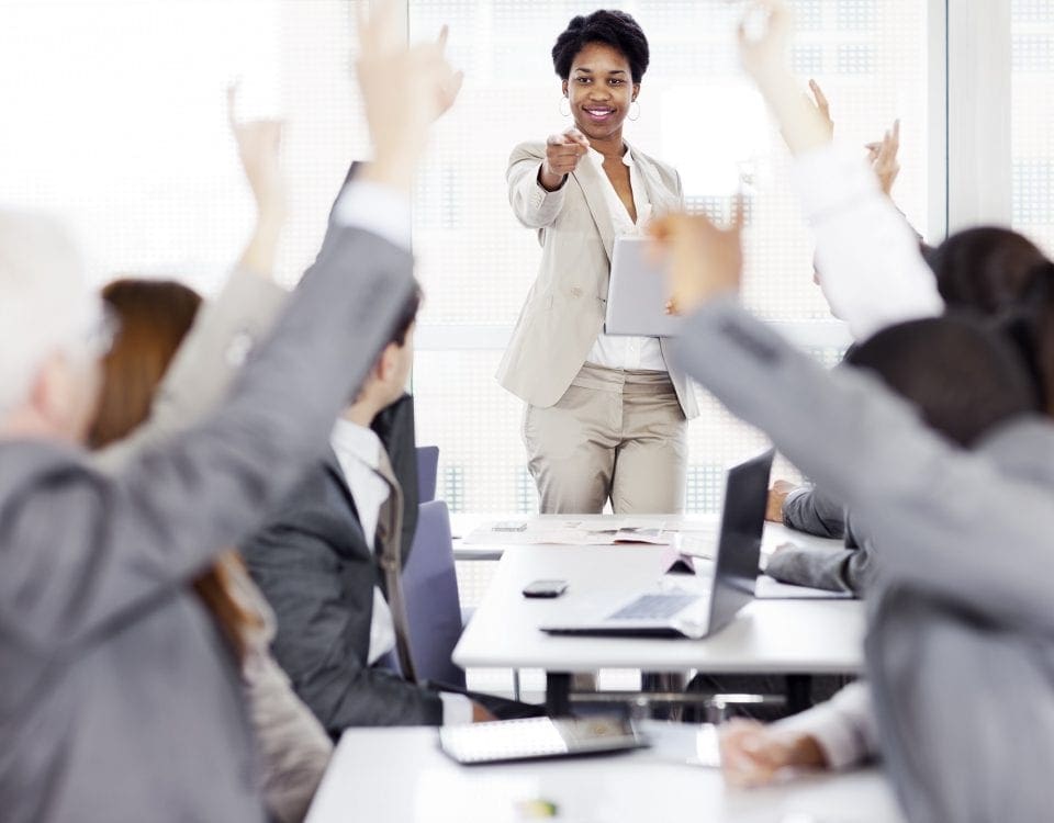 Businesswoman pointing