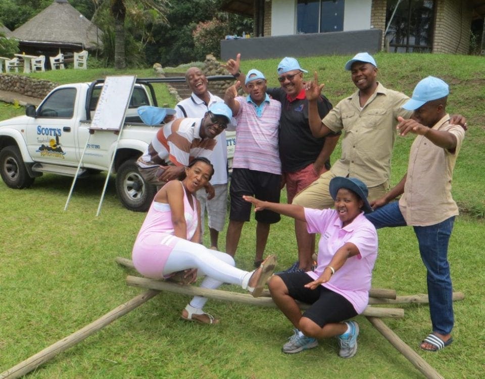 Group of people celebrating team building